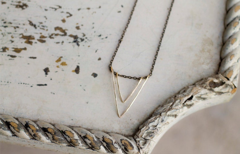 Geometric Necklace, V Necklace, Triangle Necklace, Modern Necklace, Vertex Necklace, Gift For Her image 2