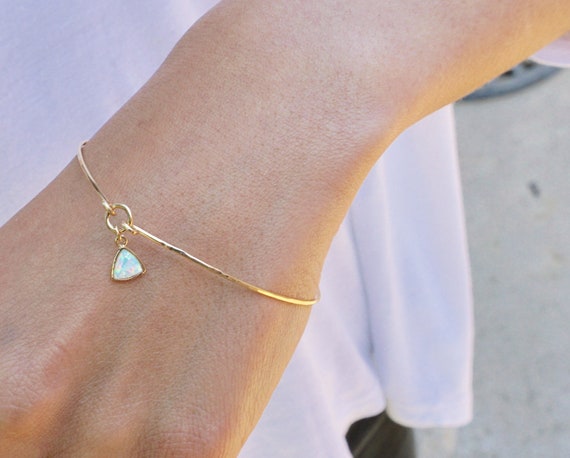 Opal Dainty Bracelet Opal Bracelet Gold Bangle Bracelet Thin