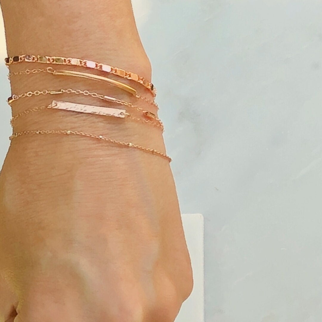 Minimalist Rose Gold Bracelets Simple Everyday Rose Gold Layering