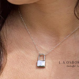 Dainty Silver Lock Necklace, Tiny Lock Necklace, Silver or Gold Layering Necklace, Gift for Her, Sterling Silver or Gold Filled Necklace