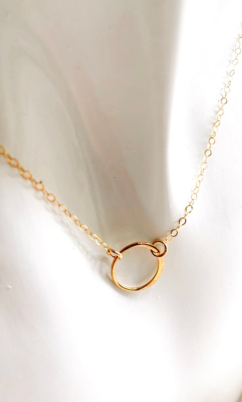 Eternity Necklace, Eternity Necklace Gold, Gold Circle 14K Necklace, Gold Necklace, Open Circle Necklace, Gift For Daughter image 3