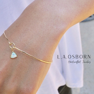 opal dainty bracelet, opal bracelet, gold bangle bracelet, thin gold bracelet, minimalist bracelet