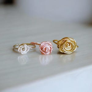 Rose Ring Rose Gold,14K Gold-Filled, Sterling Silver, Flower Girl, Girlfriend Gift, Bridesmaids Ring, Valentine&#39;s,Anniversary