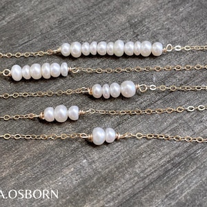 Custom Pearl Bracelet, Choose Up to 11 Pearls, Dainty Freshwater Pearl Chain, 14k Gold Fill, Sterling Silver, Wedding Bride Bracelet Gift