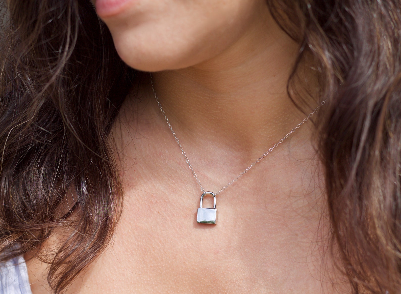 Dainty Silver Lock Necklace Tiny Lock Necklace Silver or Etsy
