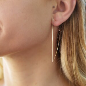 Triangle Hoops, Large Hoop Earrings Gold, Thin Hoops, Minimalist Hoops image 3