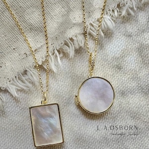 Pearl Locket Necklace, 14k Gold Filled Locket for Photo Necklace, Pearl Jewelry, Gift for Her