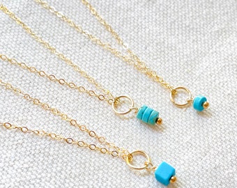 Delicate Turquoise Necklace, Tiny Turquoise Charm Necklace, December Birthstone Necklace, Minimalist Turquoise Jewelry, Birthday Gift