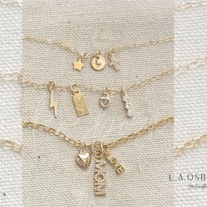 Custom Charm Necklace Gold, Dainty Multi Charm Necklace, Gifts For Her, Create Your Own Necklace, Birthday Gifts, Personalized Necklace