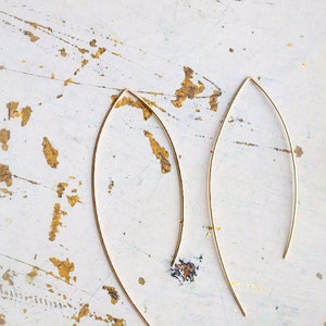 Arc Large Hoop Earrings, Thin Hoop Earrings, Delicate Hoop Earrings, Hook Earrings image 2