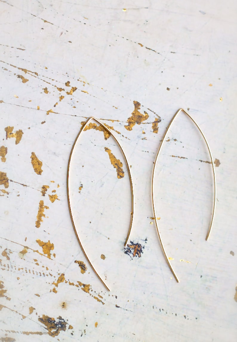 Arc Large Hoop Earrings, Thin Hoop Earrings, Delicate Hoop Earrings, Hook Earrings image 2