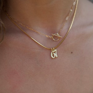 Gold Number Necklace, Baseball Necklace With Number, Lucky Number Necklace, Gold Number Pendant, Gift For Kids, Personalized, Birthday image 3