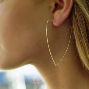 Triangle Hoops, Large Hoop Earrings Gold, Thin Hoops, Minimalist Hoops image 1