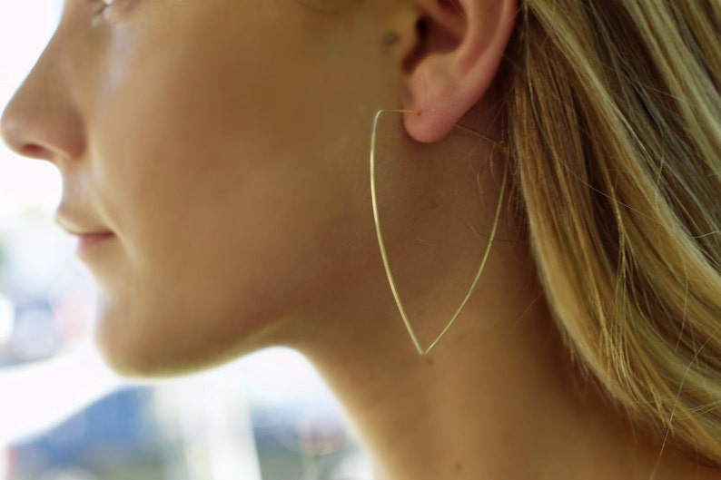 Triangle Hoops, Large Hoop Earrings Gold, Thin Hoops, Minimalist Hoops image 1