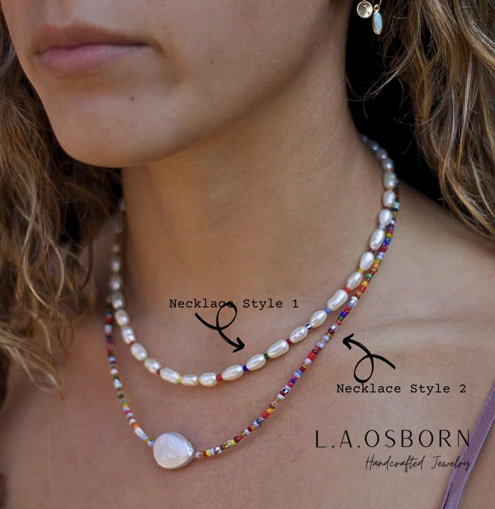 ★関税込★VINTAGE HOLLYWOOD★Rainbow Beads n Pearl Necklace ☆関税込☆VINTAGE HOLLYWOOD☆Rainbow Beads n Pearl Necklace
