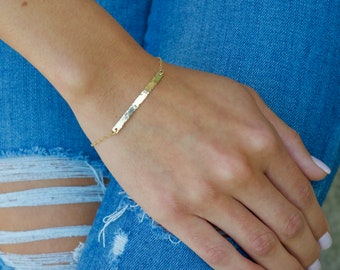 Skinny Bar Bracelet, Customized Bracelet, Bridesmaid Gift, Gold, Silver, Bar Bracelet, Custom Initial Bracelet, Personalized Jewelry
