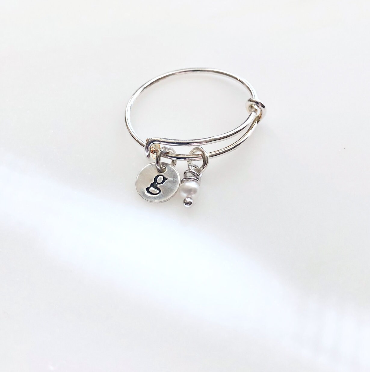 Adjustable Initial Ring, Personalized Ring, Silver Initial Ring, Hand ...