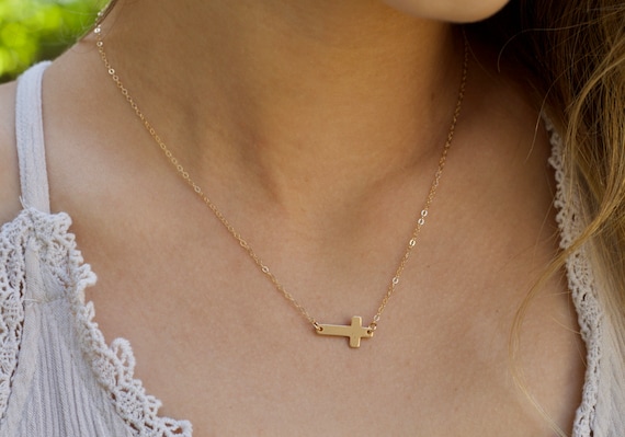 Horizontal shop cross necklace