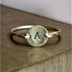 Stamped Initial Ring, Gold Letter Ring, Brass Ring, Personalized Ring, Bridesmaids Ring, Custom Jewelry, Hand Stamped, Stamped, Handmade