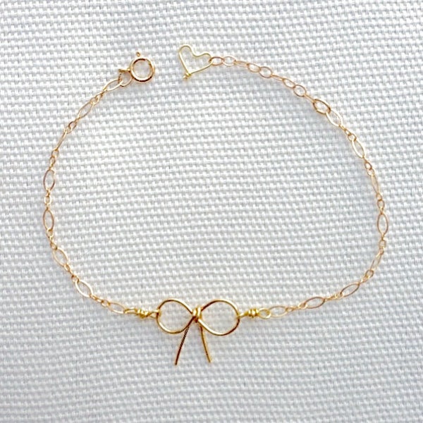 Delicate Bow Charm Bracelet, Tie The Knot Bracelet, Gold Bow Bracelet, Layering Bracelet Gold, Bridesmaid Gift, Gift For Her