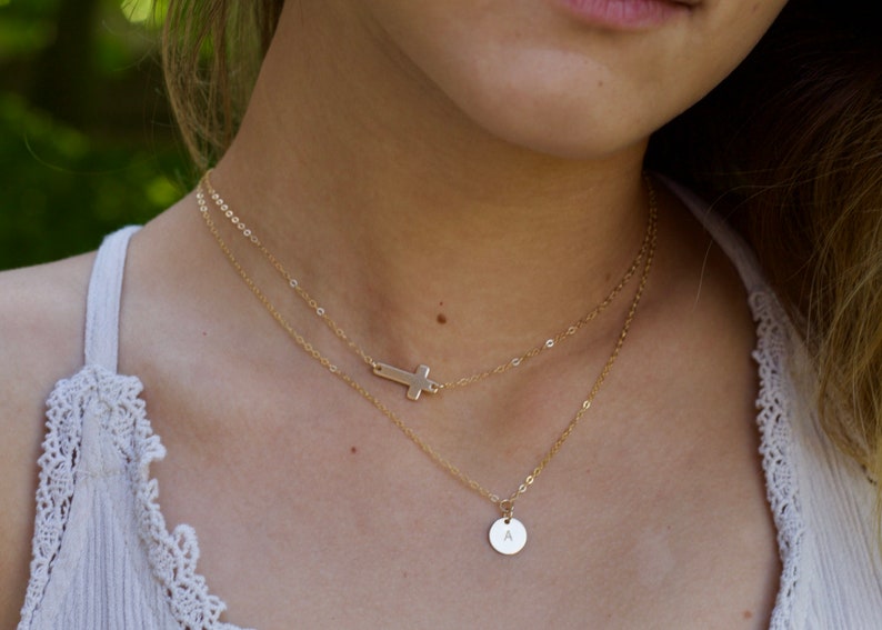 Cross Necklace Women, Gold Cross Necklace, Sideways Cross Necklace, Dainty Horizontal Cross, Handmade Jewelry, Birthday Gift, Gift for Her image 7