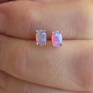 Pink Opal Stud Earrings, Opal Earrings, Pink Opal Jewelry, Fire Opal, Pink Gem Earrings, 925 Sterling Silver Studs, Gift For Women