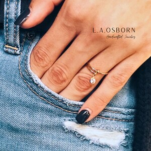 Minimalist Crystal Ring, Stacking Ring, Thin Gold Ring, Dainty Ring, Stacking Ring, Sterling Silver Rose Gold