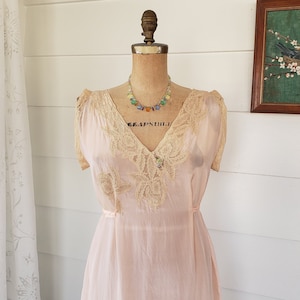 20s Apricot Blush Silk Nightgown