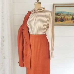60s Pumpkin Spice fine wool skirt suit
