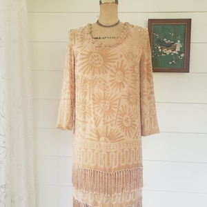 90s Zandra Rhodes fringed silk velvet dress