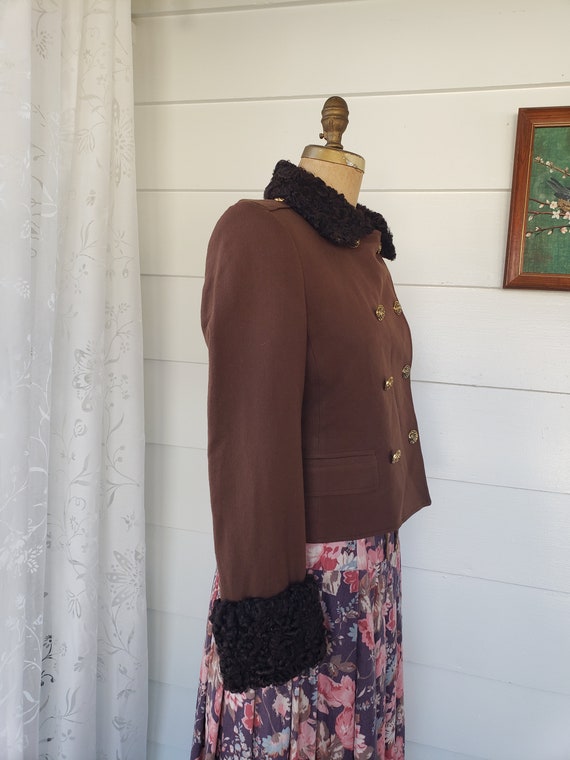 70s cocoa curly lamb and wool cropped jacket - image 7