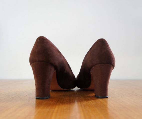 60s cocoa suede and snakeskin heels | 8 - image 8