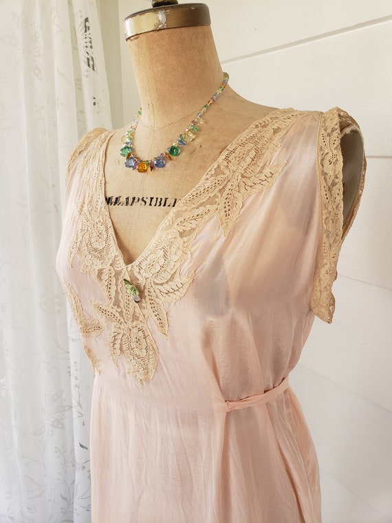 20s Apricot Blush Silk Nightgown - image 8