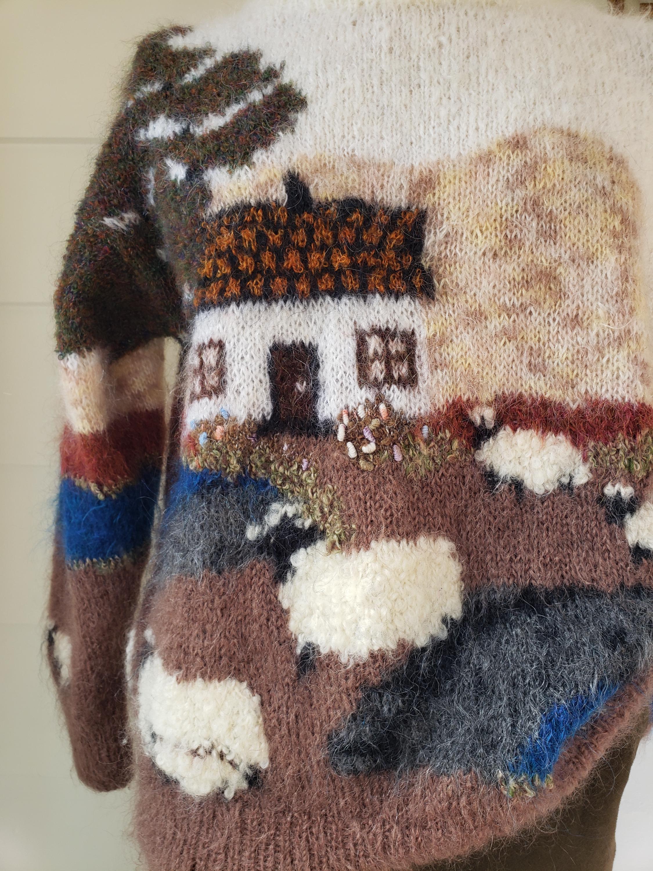 ☺*︎様 OLD Lambs wool sued knit Sweater XL, Vintage 80's Lambs Wool Sought-after Fun Sweater