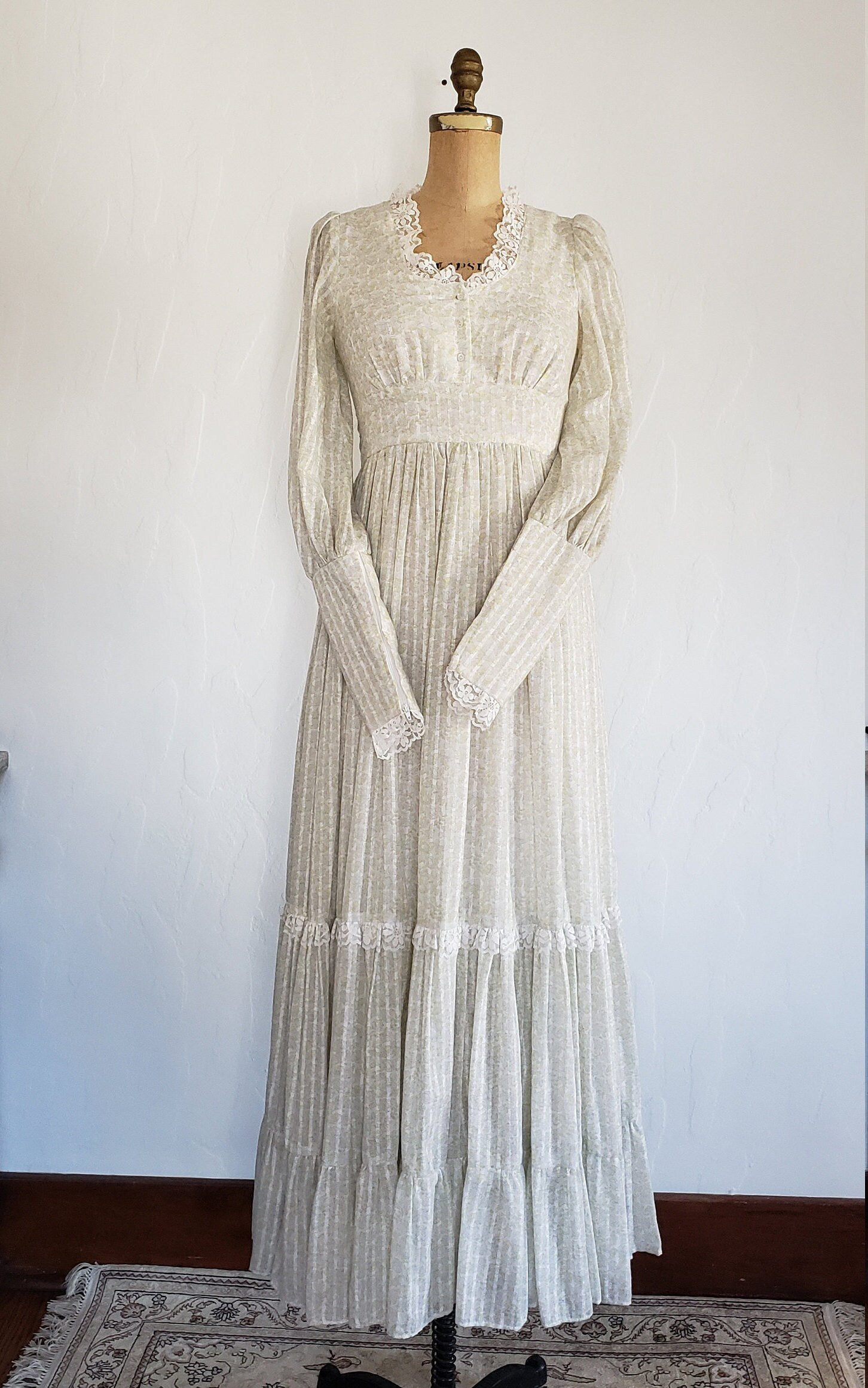 70s Gunne Sax pastel floral prairie dress M | Etsy
