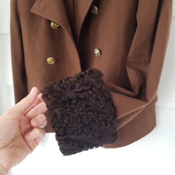 70s cocoa curly lamb and wool cropped jacket - image 10
