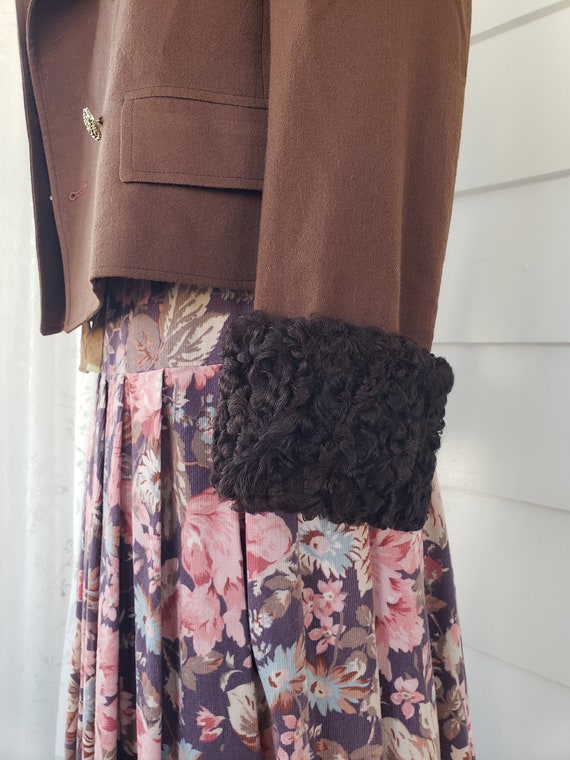 70s cocoa curly lamb and wool cropped jacket - image 6