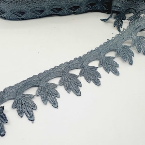 1m 5cm grey guipure venise embroidered lace trim