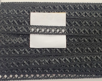 1m black embroidered pvc leather effect braid trimming ribbon Embellishment 17mm