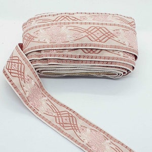 1m pink peach beige embroidered ribbon 32mm