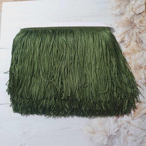 15cm drop dark olive green polyester silk fringe fringing