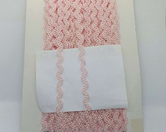 1m light pink and bead Ric rac wave braid trimming ribbon 10-15mm