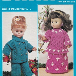 Dolls Clothes Outfit Vintage Knitting Pattern PDF