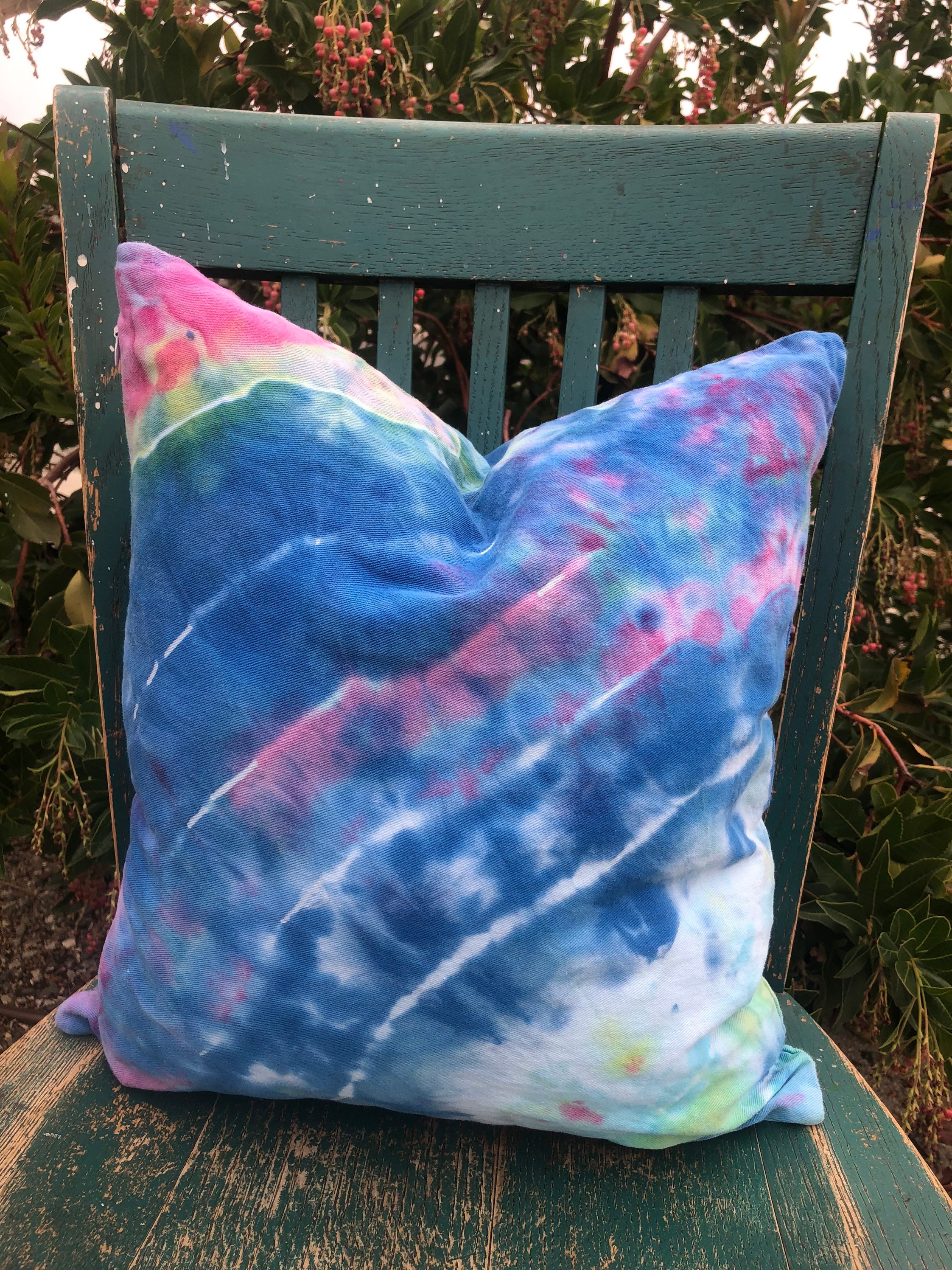 Tie dye ice dye pillow cover. 16 inch square. Etsy
