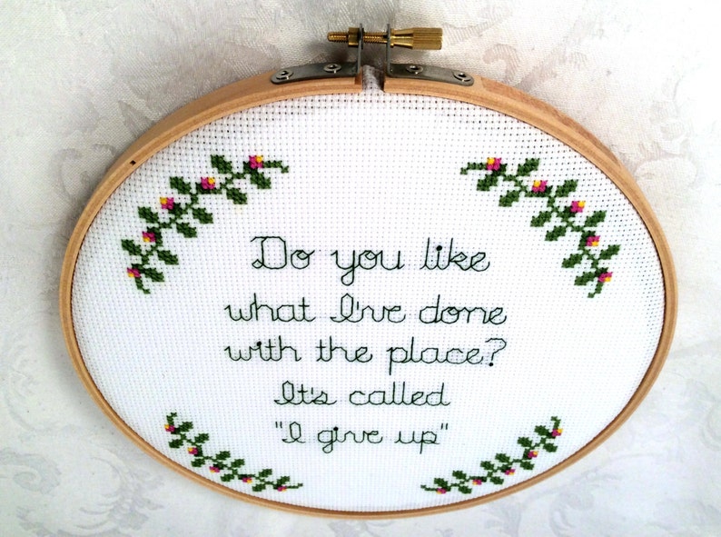 I give up cross stitch pattern funny needlepoint humorous Etsy