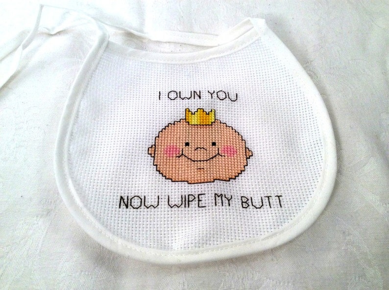 Snarky baby bib cross stitch pattern funny needlepoint ...