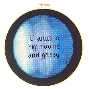 Uranus cross stitch pattern, rude PDF pattern, funny embroidery, snarky needlepoint, potty humor digital download, science printable