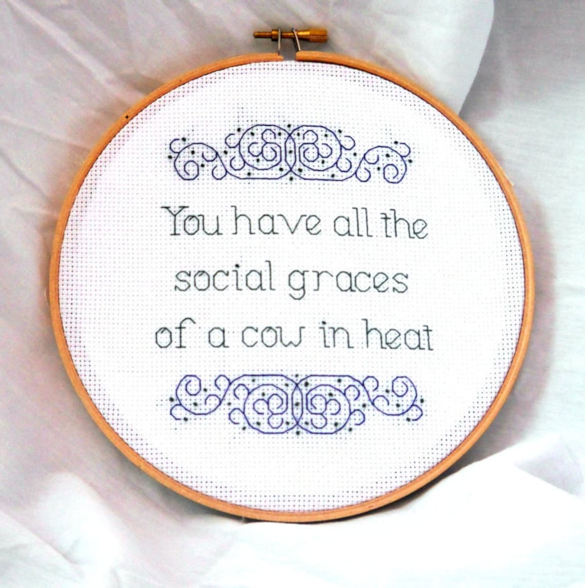 Social Graces Embroidery, Sarcastic Cross Stitch Pattern, PDF Pattern