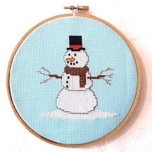 Snowman cross stitch pattern, festive PDF pattern, holiday embroidery, Christmas needlepoint, seasonal craft, winter digital download