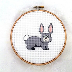 Bunny cross stitch pattern, rabbit needlepoint, animal embroidery, cute PDF pattern, digital download, wildlife printable, pet patterns